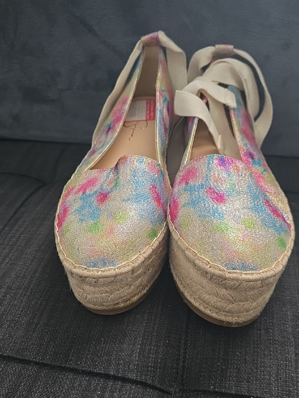 Jessica Simpson Pastel Tie-Dye Espadrille Platform Wedges